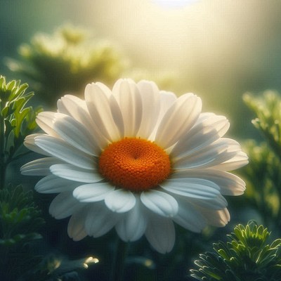 White daisy in sunlight