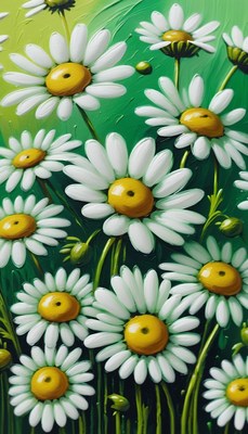 White daisies in a green meadow