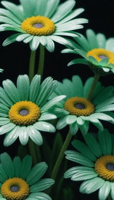 Green daisies close-up
