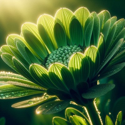Green flower in sunlight