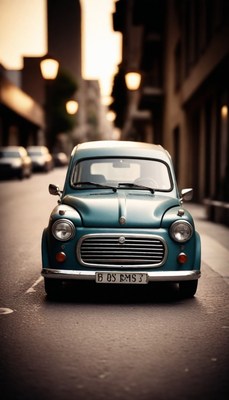 Classic car parked on city street
