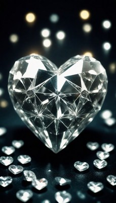 Diamond heart on black background
