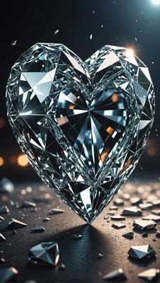 Heart-shaped diamond on black surface