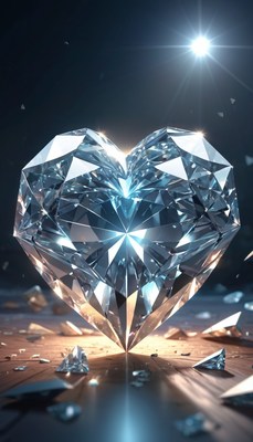 Heart-shaped diamond on dark background