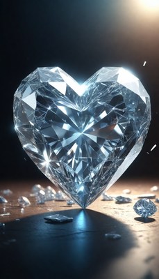 Heart-shaped diamond on dark surface