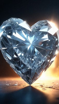 Heart-shaped diamond on dark background
