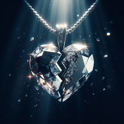 Broken diamond heart pendant