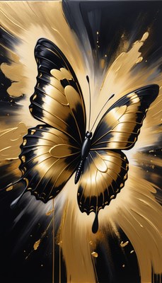 Gold and black butterfly painting