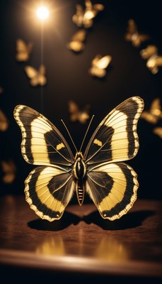 Black and yellow butterfly on table