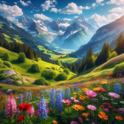 Mountain meadow wildflowers