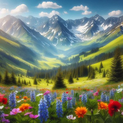 Mountain meadow wildflowers