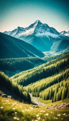 Mountain valley view in the alps