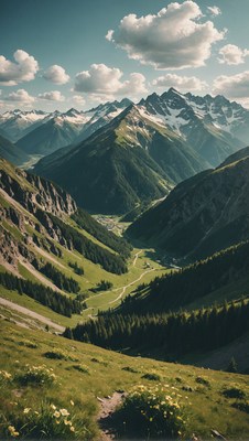 Mountain valley landscape in summer