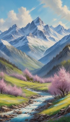 Springtime mountain stream