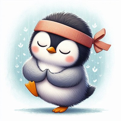 Cute penguin doing yoga