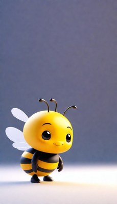 Cute cartoon bee on white surface