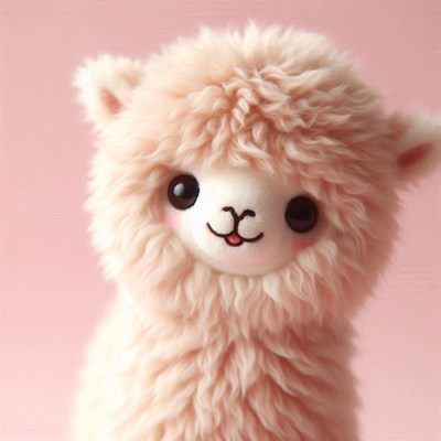 Cute alpaca plush toy portrait