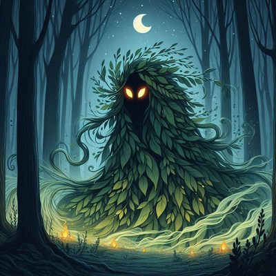 Forest spirit under night sky