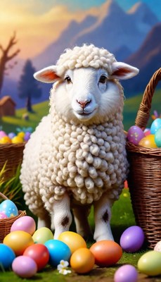 Lamb and easter eggs