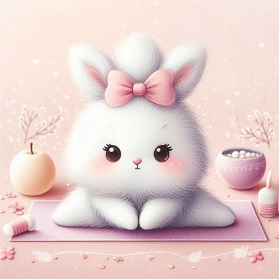 Cute bunny in pink setting