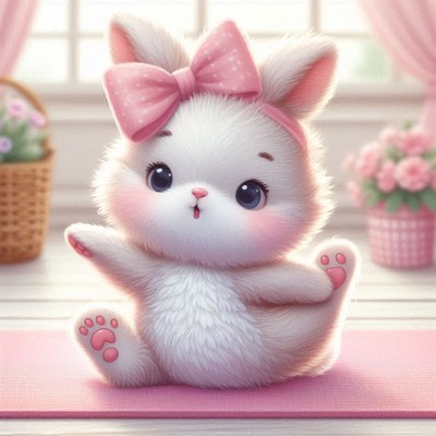Cute bunny yoga pose