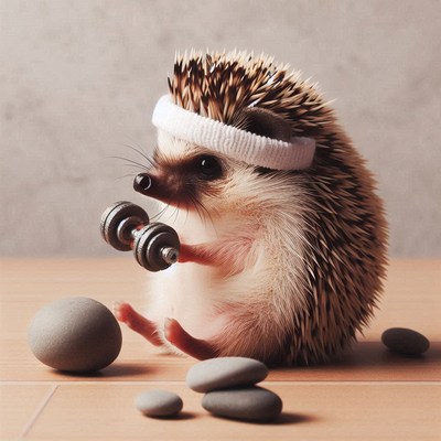 Hedgehog lifting weights