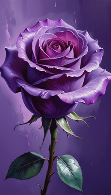 Purple rose with rain drops