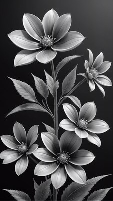 Black and white flower still life