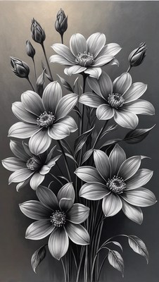Black and white flower illustration