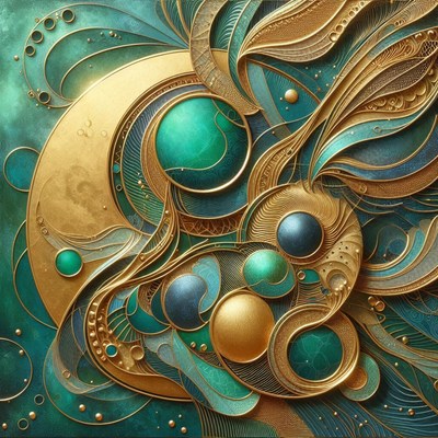 Abstract gold and green geometric pattern