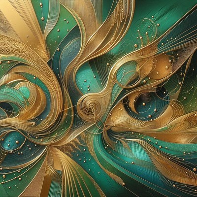 Abstract green and gold artwork