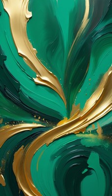 Abstract green and gold painting