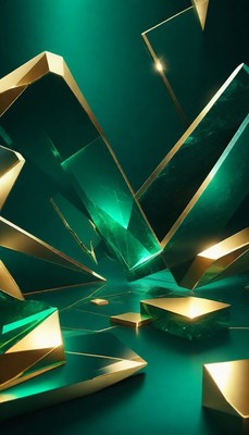 Abstract green and gold geometric shapes