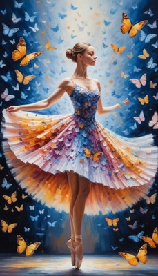 Ballerina dancing with butterflies