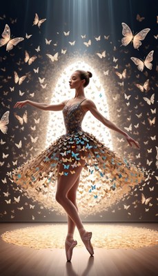 Ballerina surrounded by butterflies
