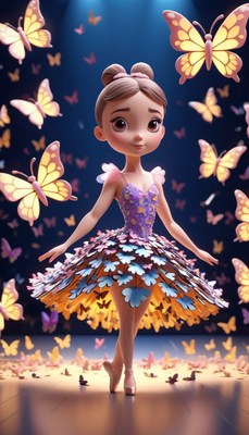 Ballerina dancing with butterflies