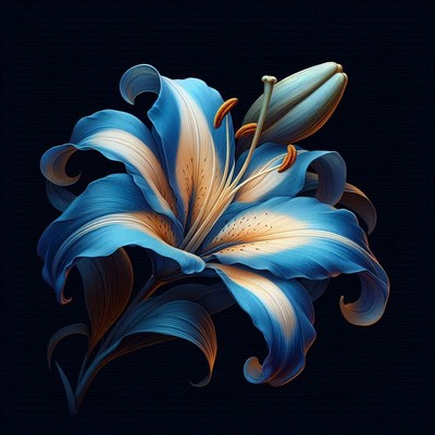 Blue lily with white stripes