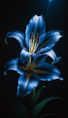 Blue lily flower close-up