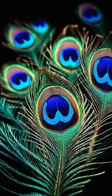 Peacock feathers close-up