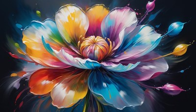 Colorful flower painting on black background