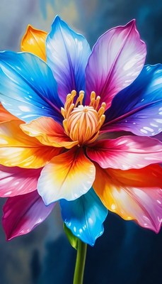 Rainbow flower painting close-up