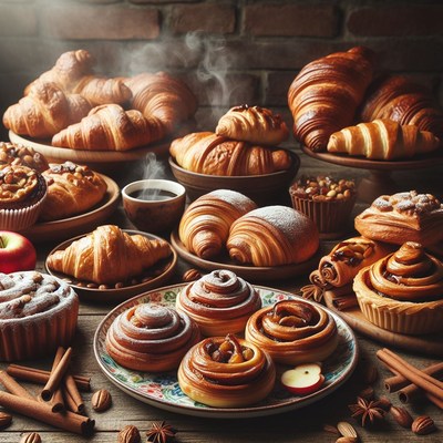 Freshly baked croissants and pastries