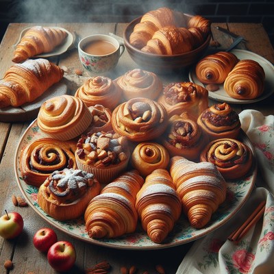 Freshly baked pastries on a table