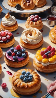 Pastry and fruit still life