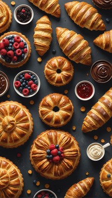 Pastry and fruit flatlay