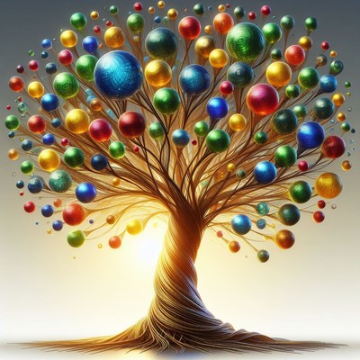Colorful orb tree artwork