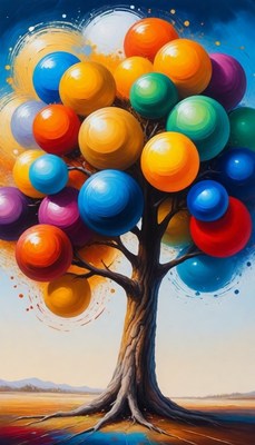 Colorful sphere tree painting