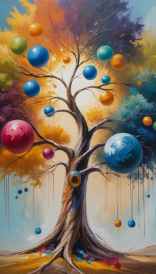 Colorful sphere tree painting