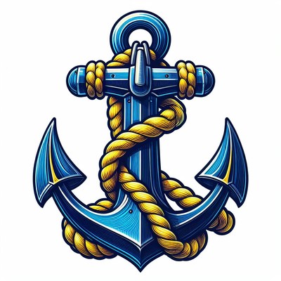 Blue anchor with rope