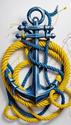 Blue anchor with rope